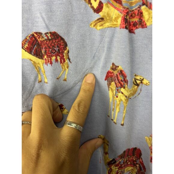 BedHead Blue Caravan Camel Printed Pajama Set S USA Bergdorf Goodman Long Slv - Picture 7 of 7